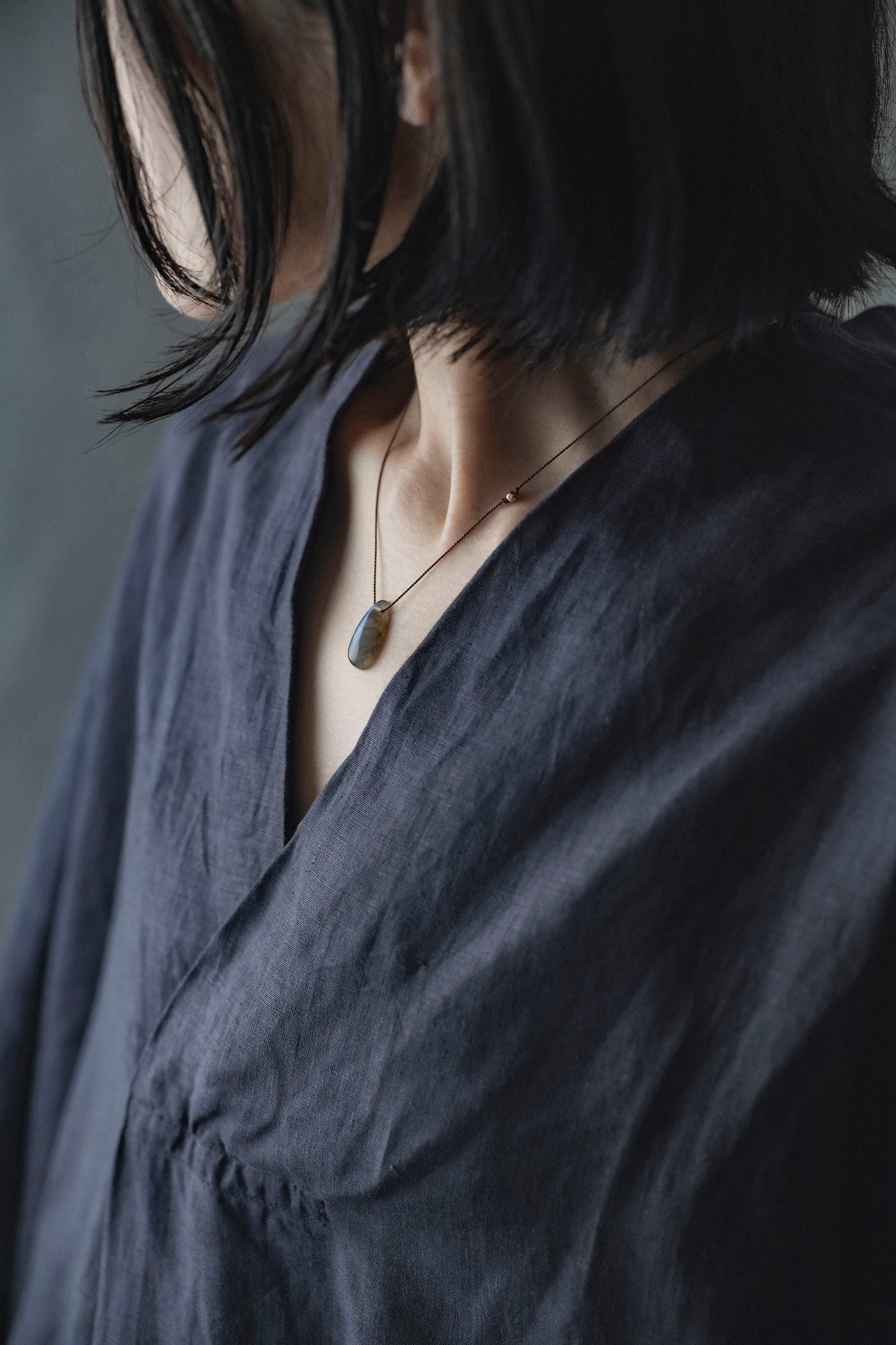 silk cord necklace (elestial quartz)
