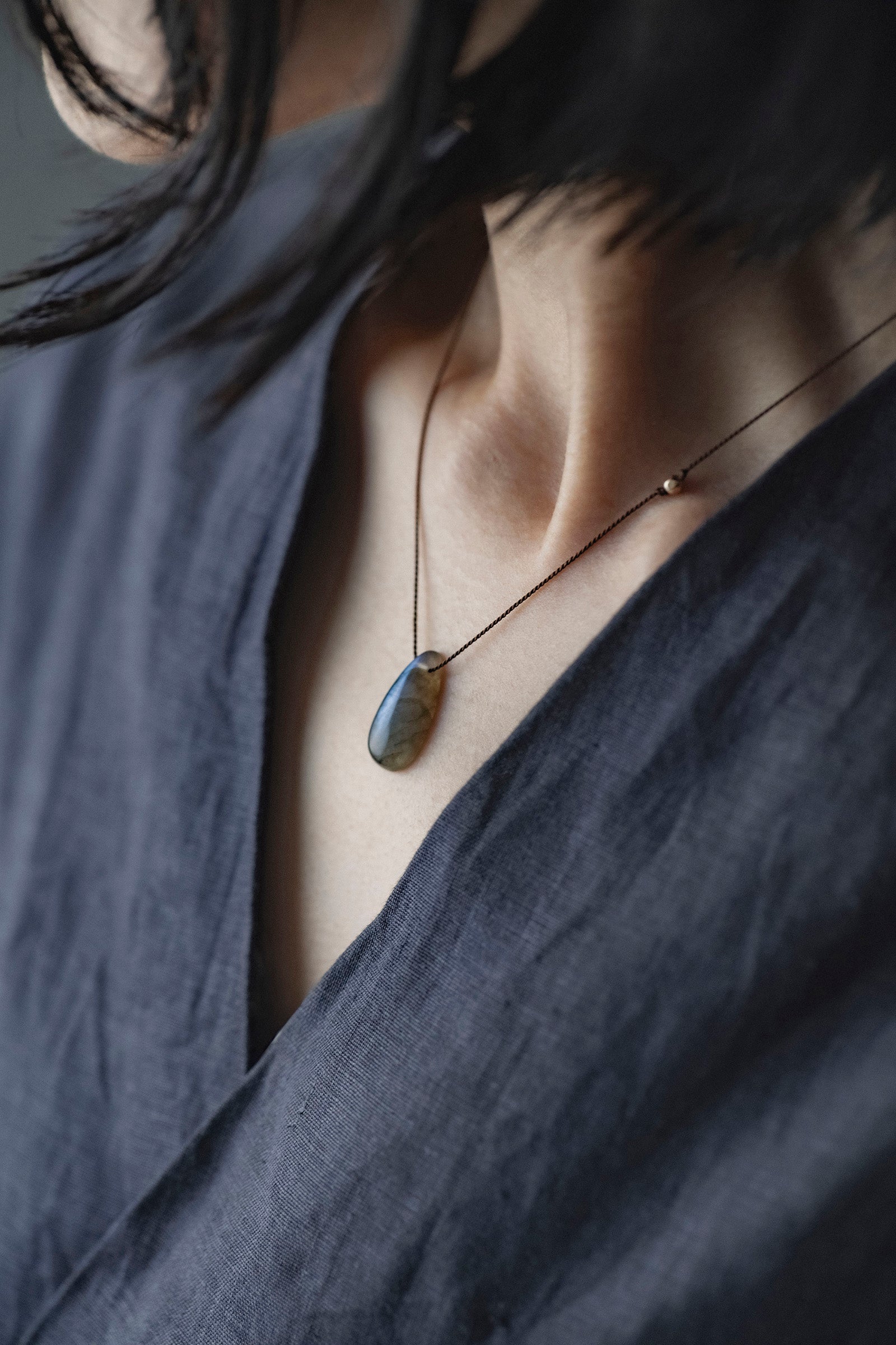 silk cord necklace (elestial quartz)