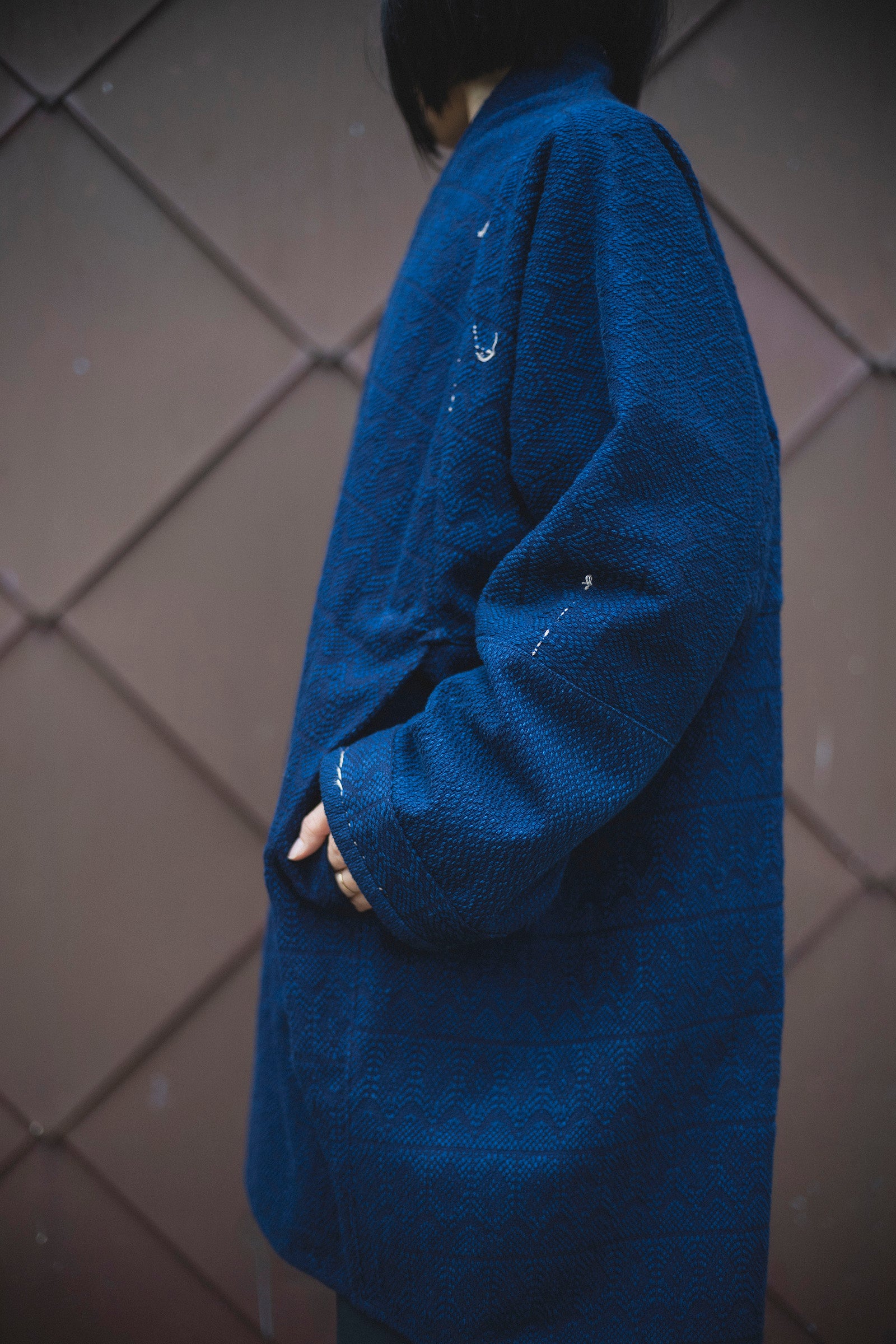 居相　百七十三　青藍刺子木綿文様羽織　　　