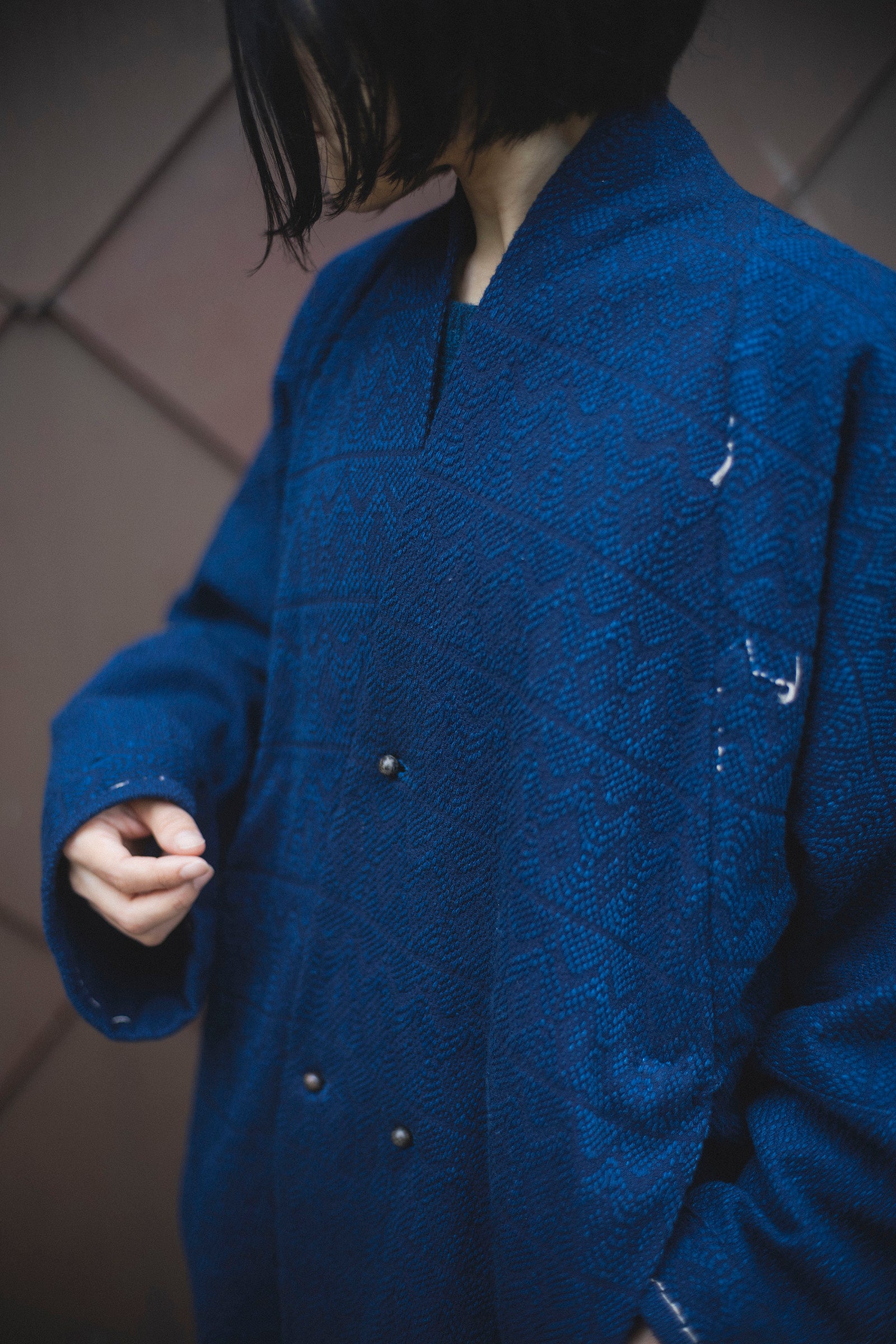 居相　百七十三　青藍刺子木綿文様羽織　　　