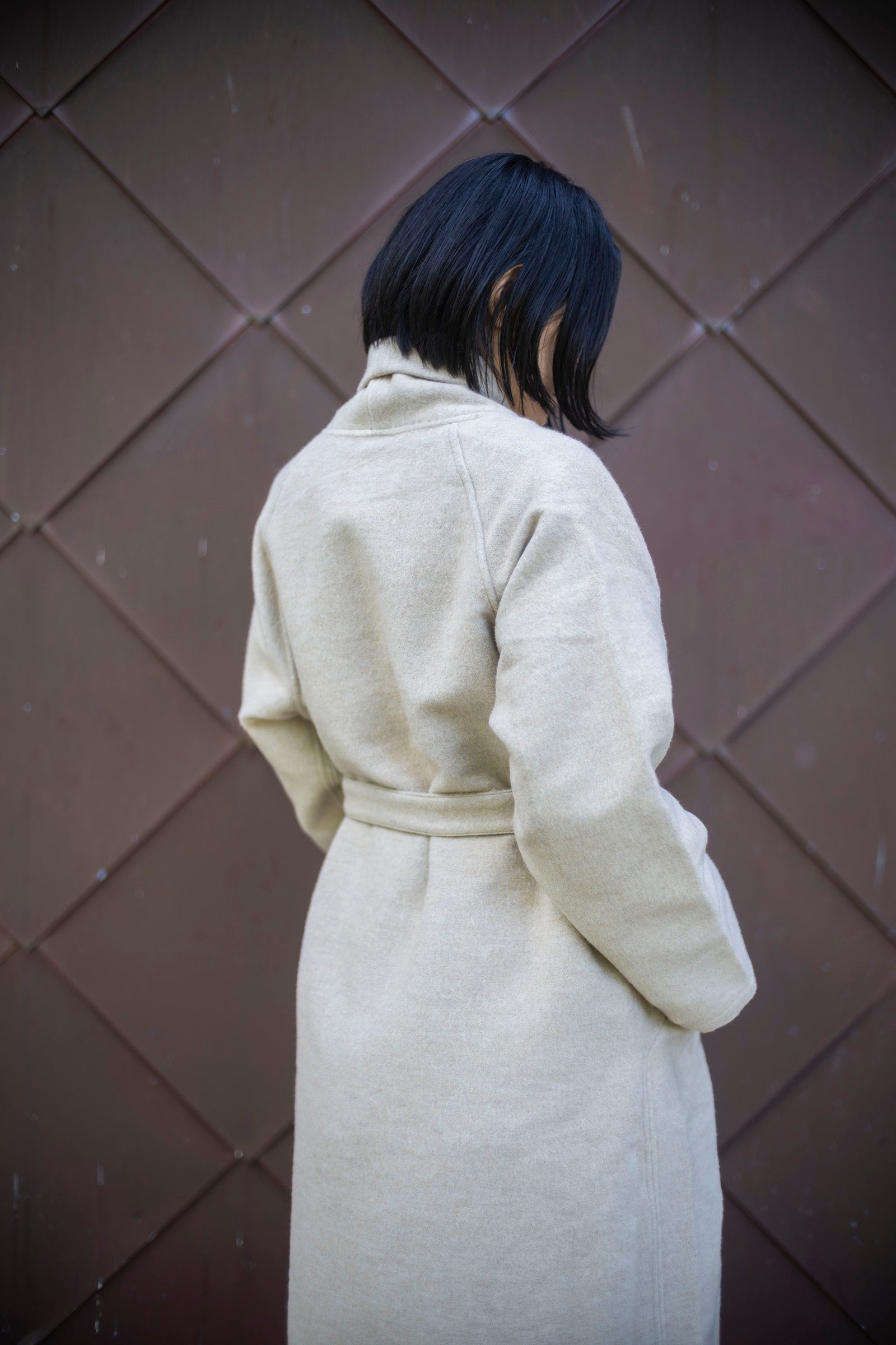 MITTAN CT-44 ウールシルクキャメル半纏ロングコート（紐付き）