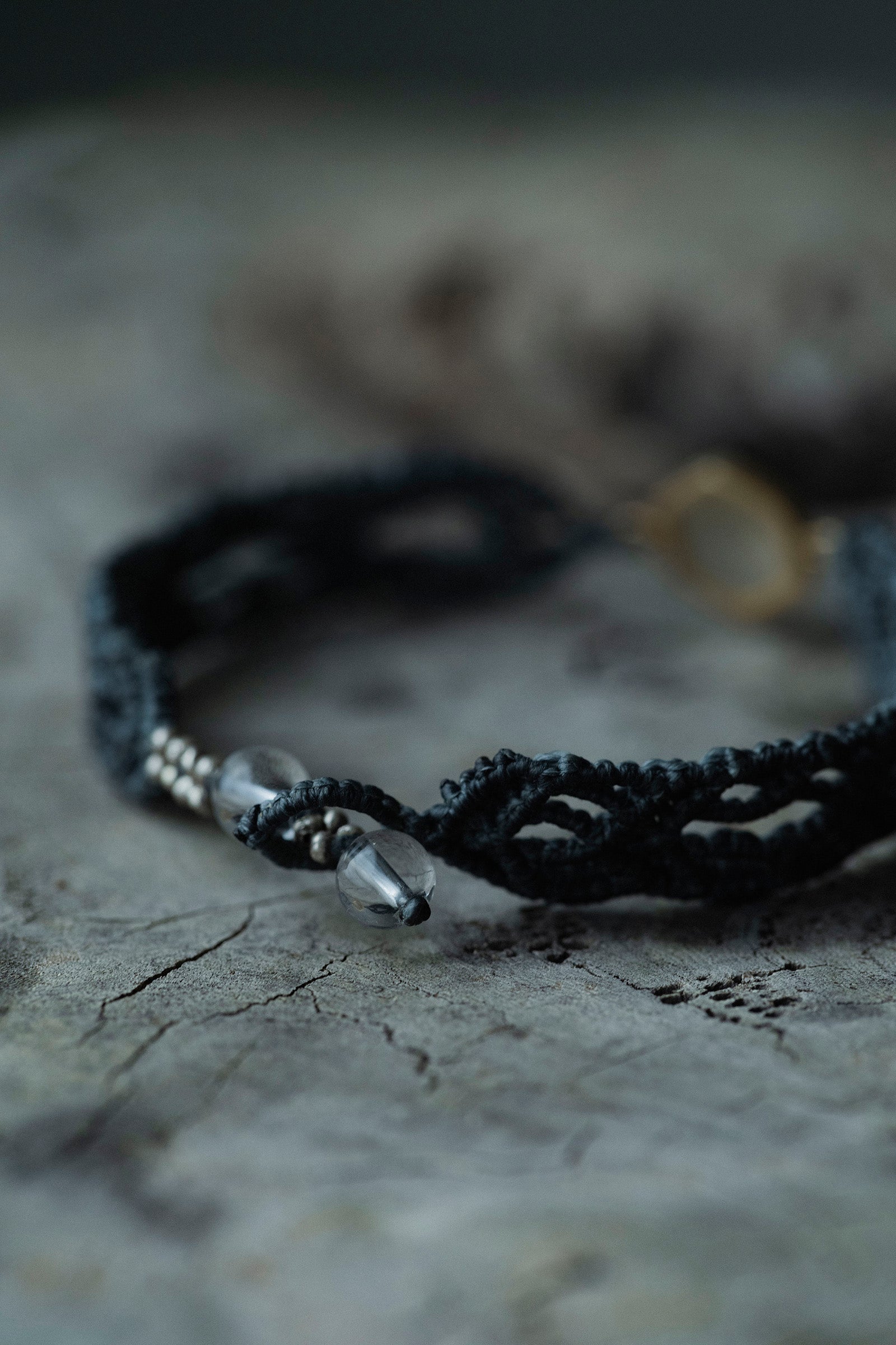 18K hexagon macrame bracelet (rutilated quartz)