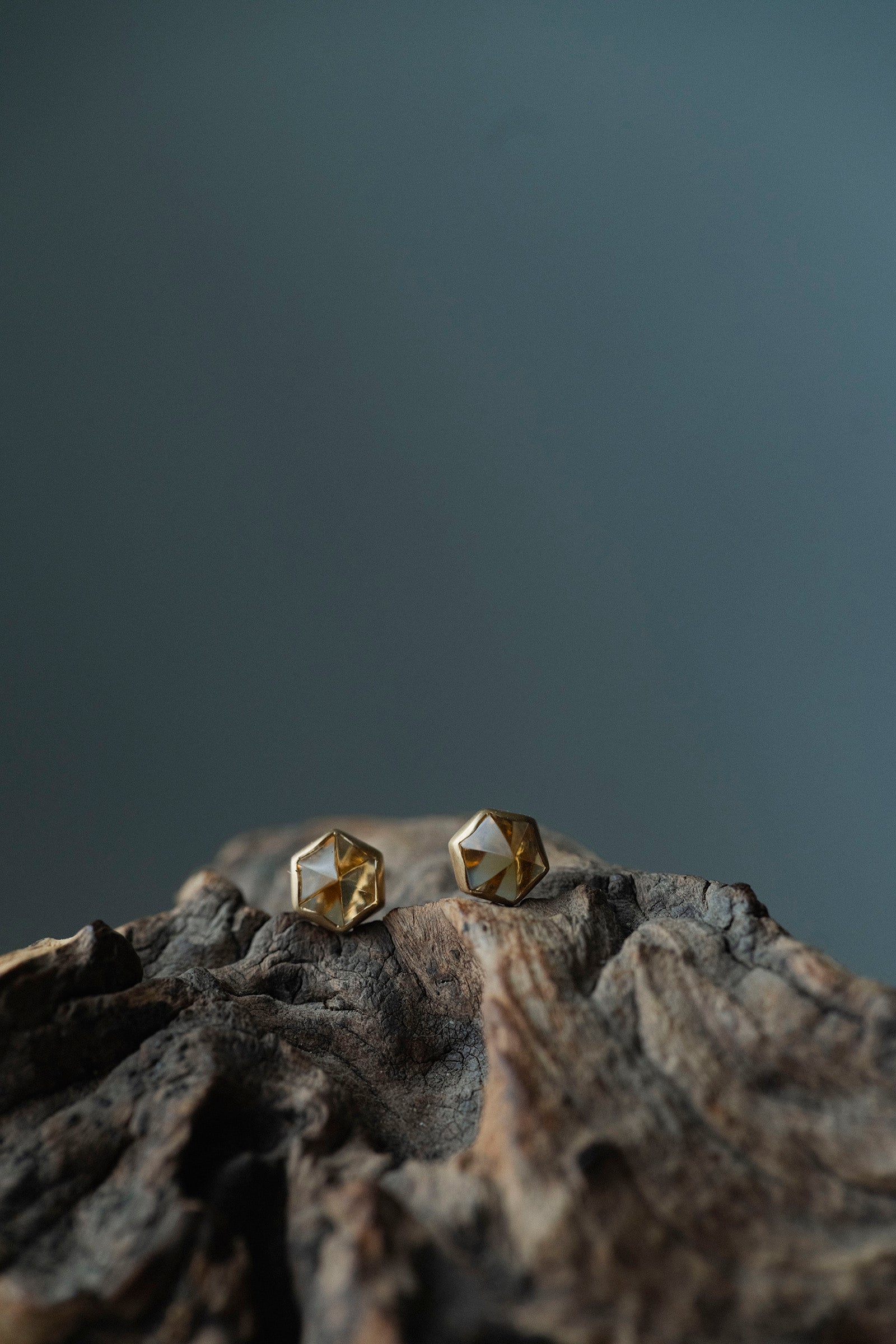 18K  hexagon  earrings (pair)