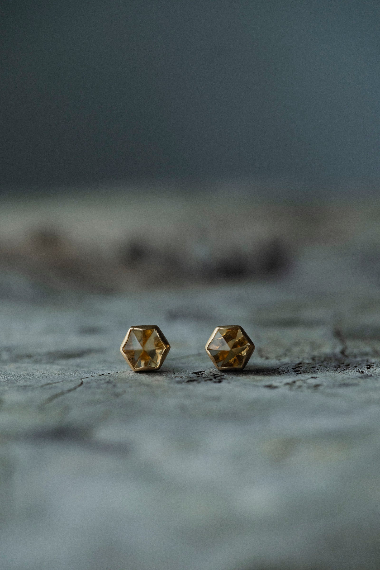 18K  hexagon  earrings (pair)