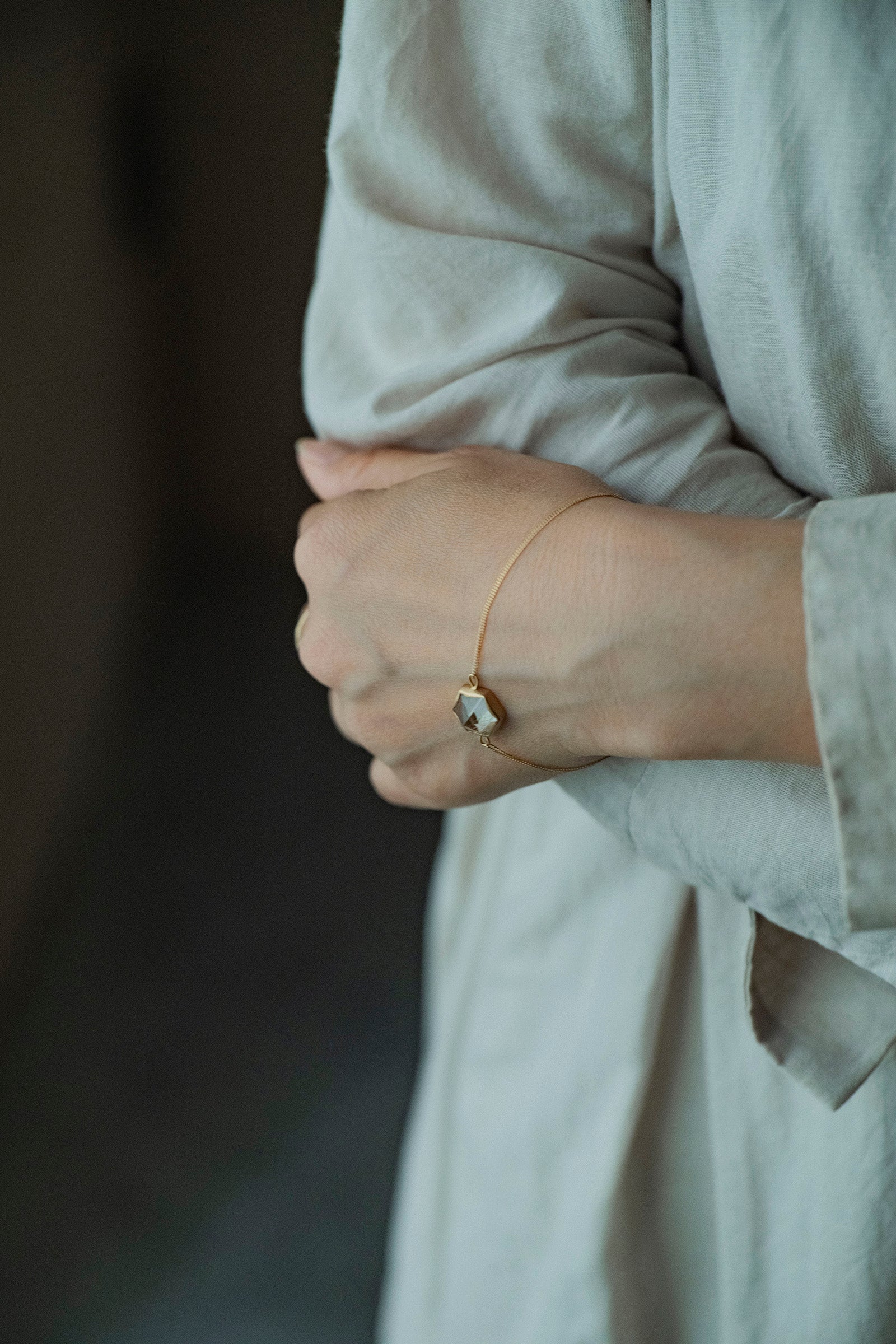 18K hexagon 18K bracelet (rutilated quartz)