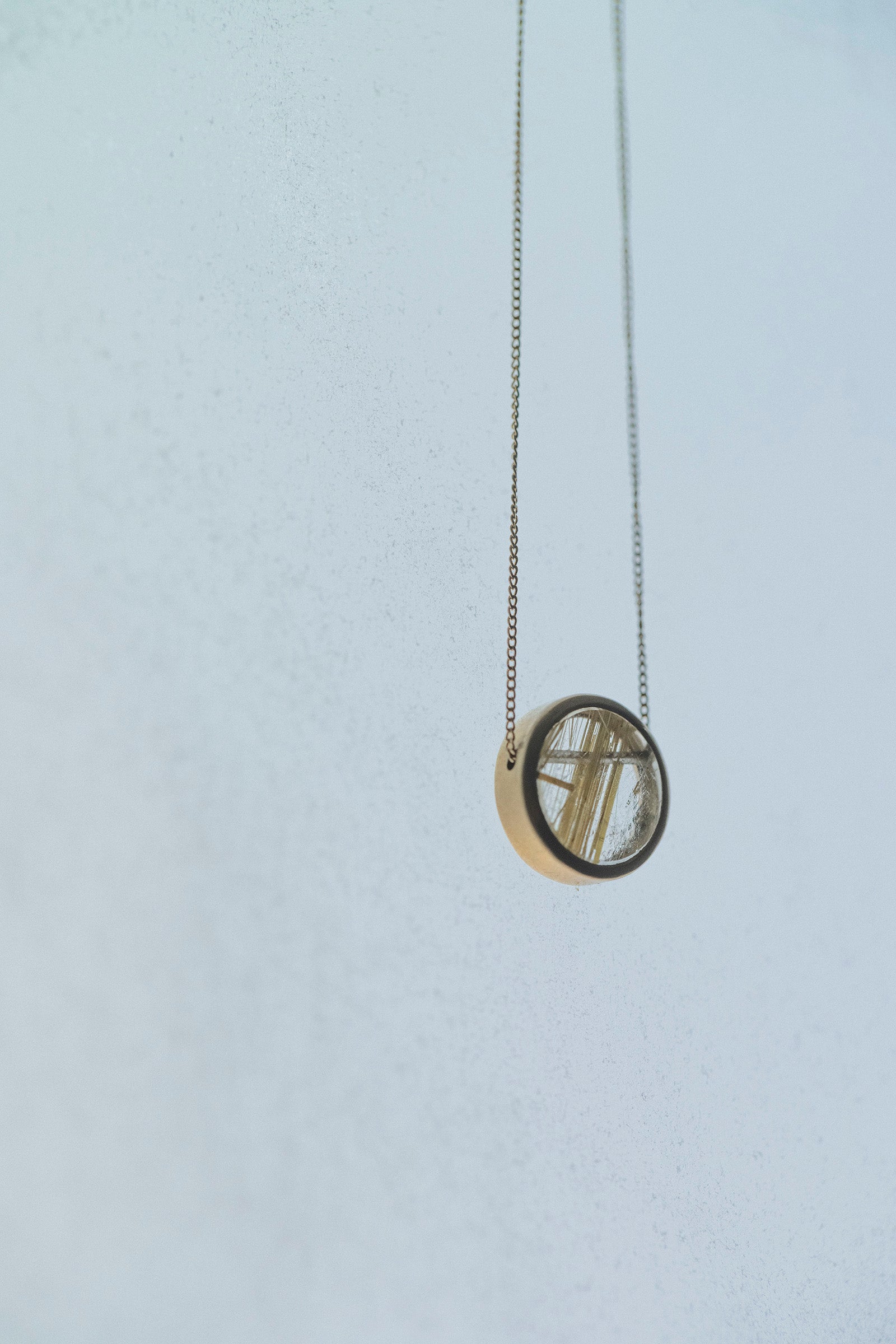 18K necklace  18K round ( rutilated quartz )