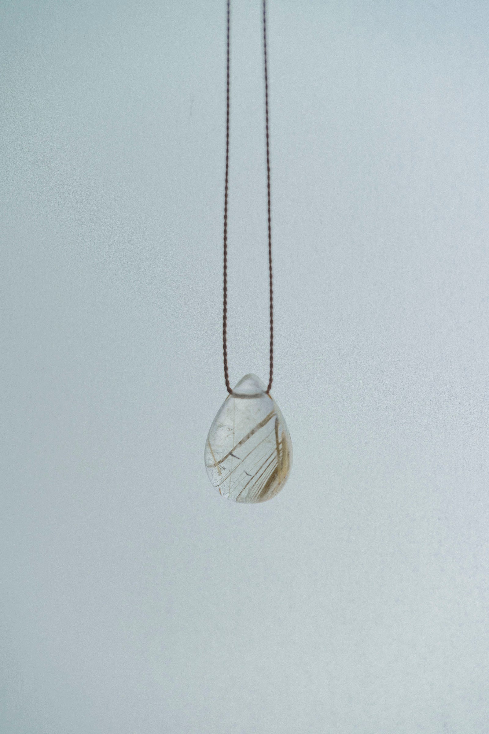 silk cord necklace -  2( rutile quartz)