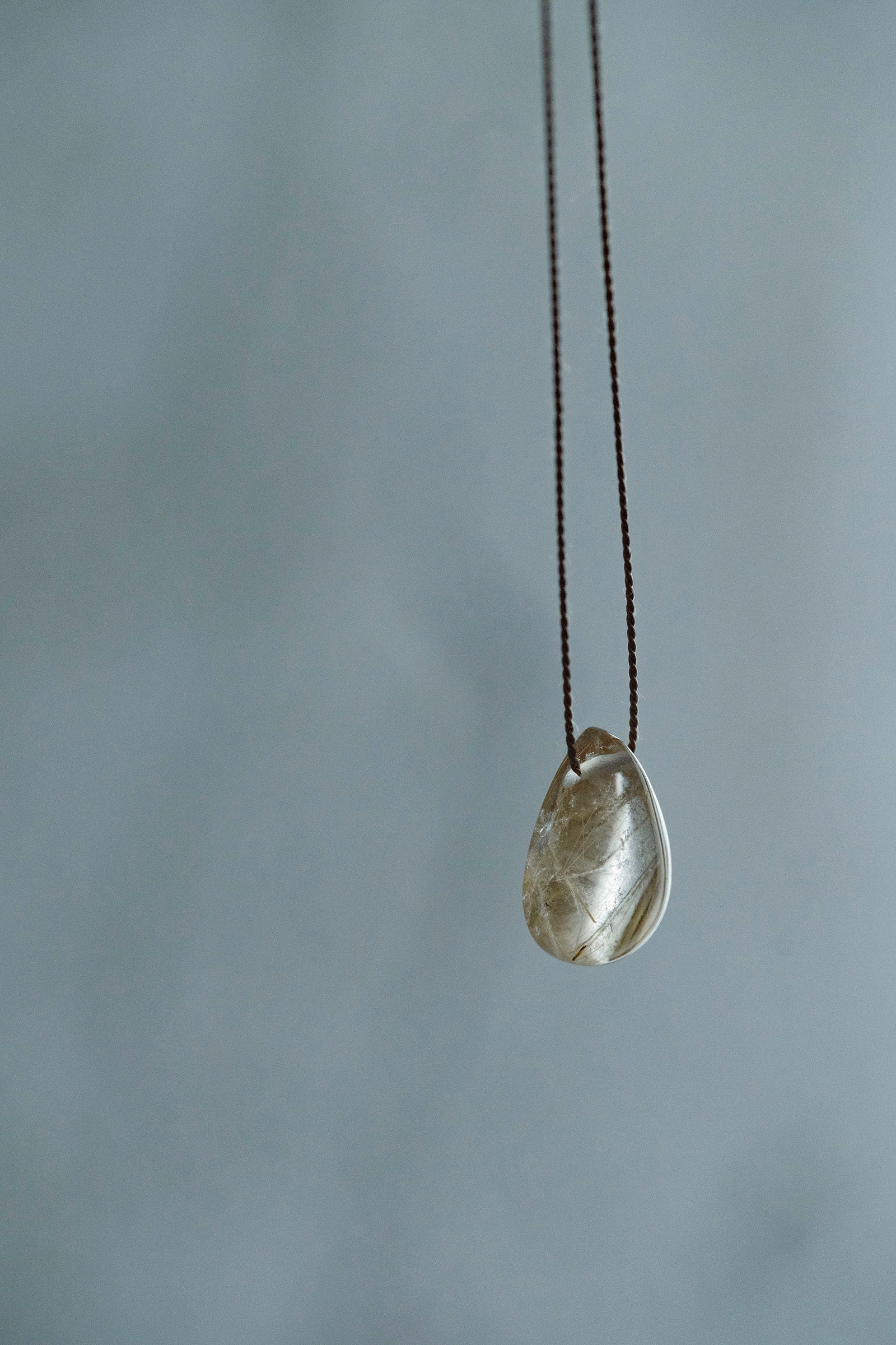 silk cord necklace -  2( rutile quartz)