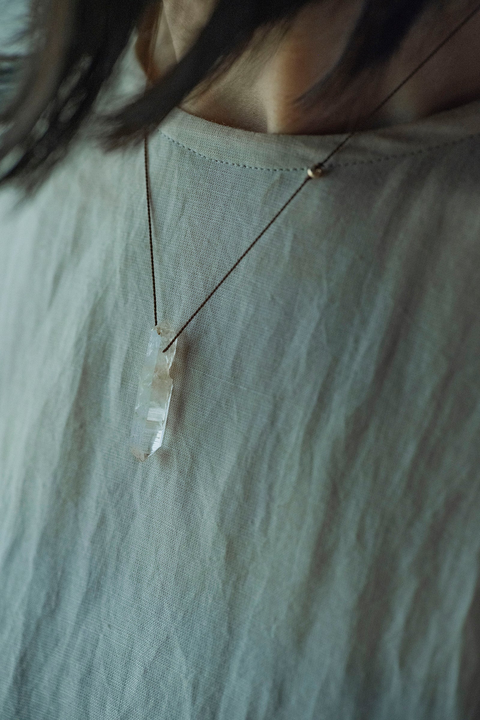 silk cord necklace - 1 (quartz)