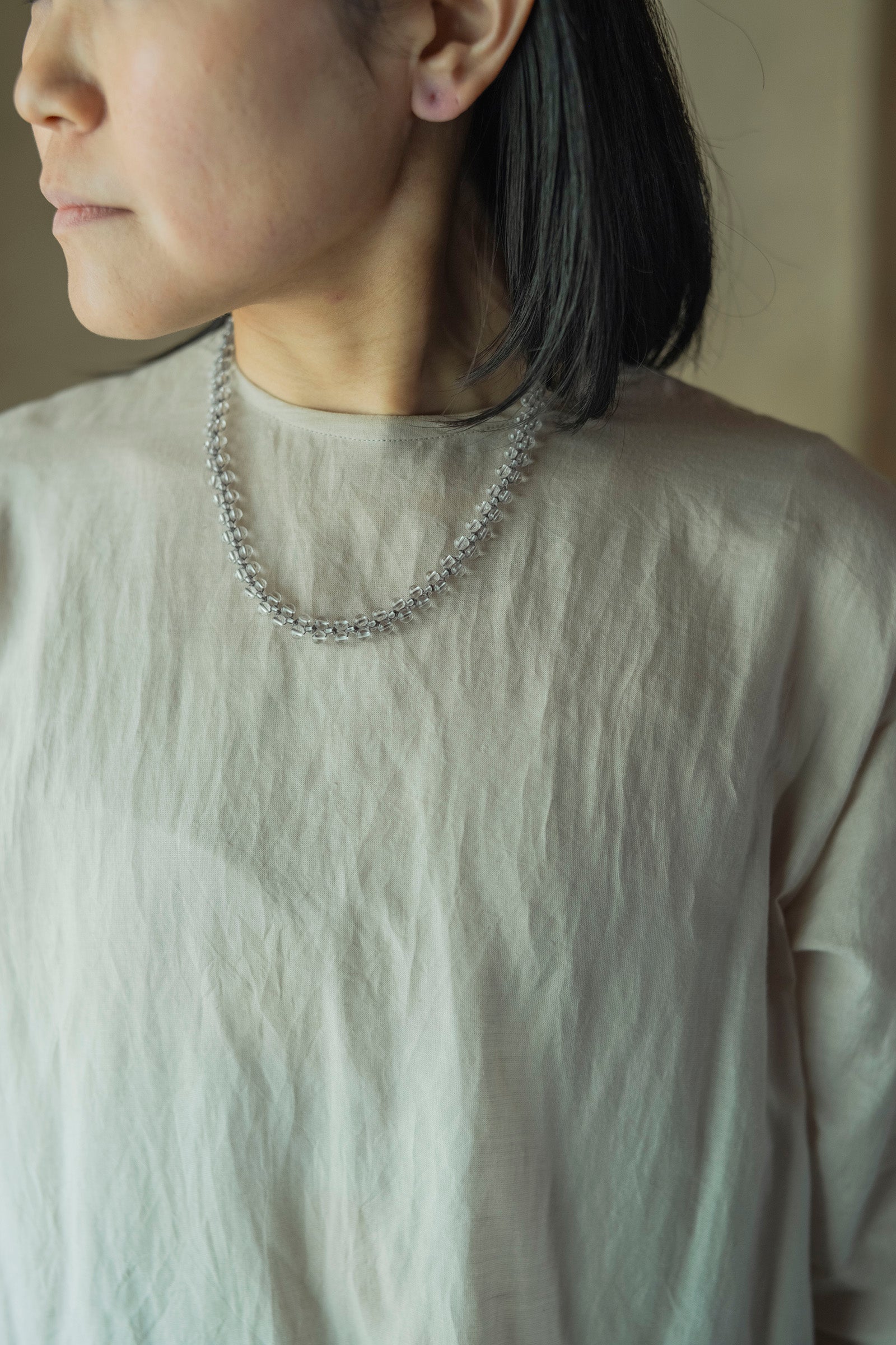 crystal beads necklace  flat